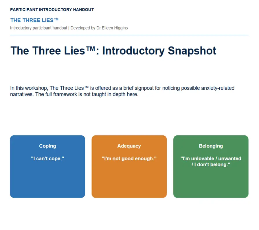 Three Lies Introductory Snapshot